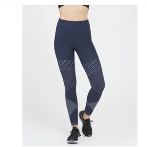 SPANX Womens Size XL Look at Me Now Seamless Moto Leggings Indigo Blue